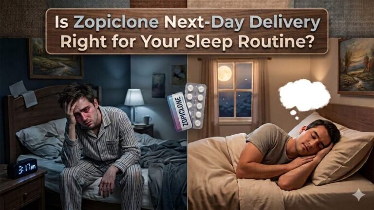 Zopiclone sleep illustration showing sleeplessness and peaceful sleep.